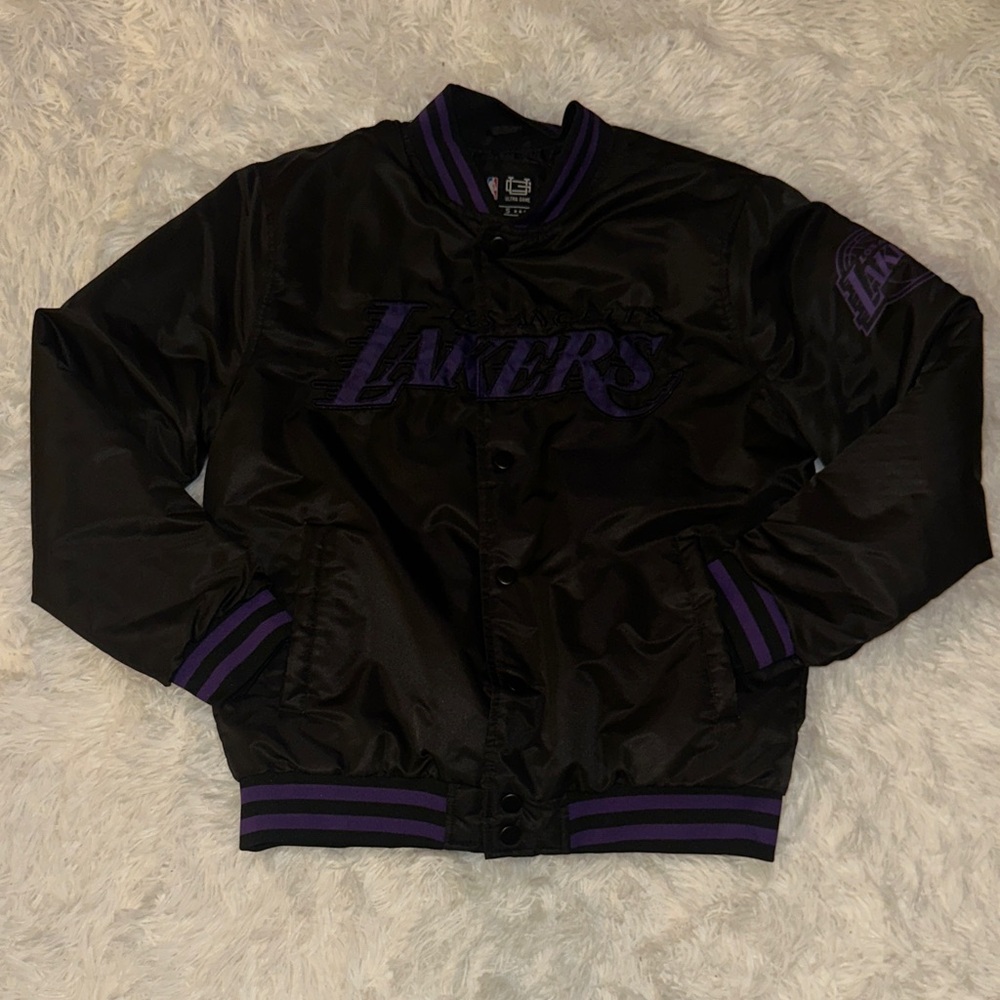 Black and Purple Lakers Bomber Jacket